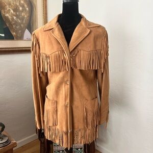 Makley Western Ladies Suede Fringed Jacket Size 4-6